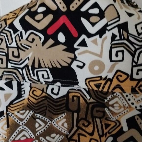 Kaktus Wearable Art woman's geometric tribal pattern lightweight button jacket L - Picture 9 of 14